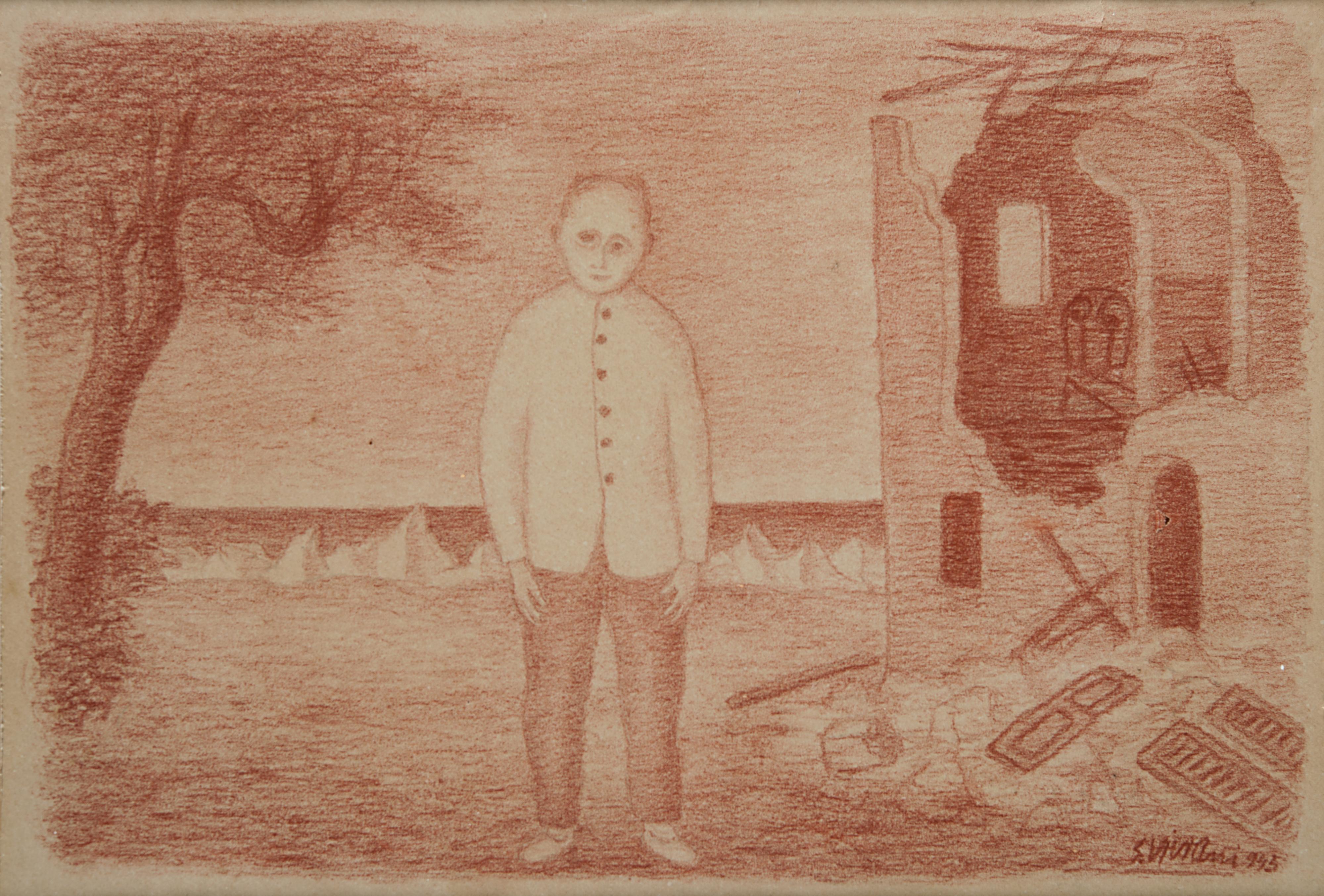 Giuseppe Viviani - Omino con casa in rovina