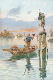 Giuseppe Vizzotto Alberti - Paying homage at the lagoon shrine, Venice