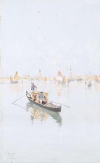 Giuseppe Vizzotto Alberti - Venezia, Barca In Laguna