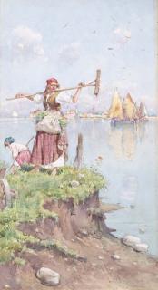 Giuseppe Vizzotto Alberti - Venezia, Contadine In Laguna