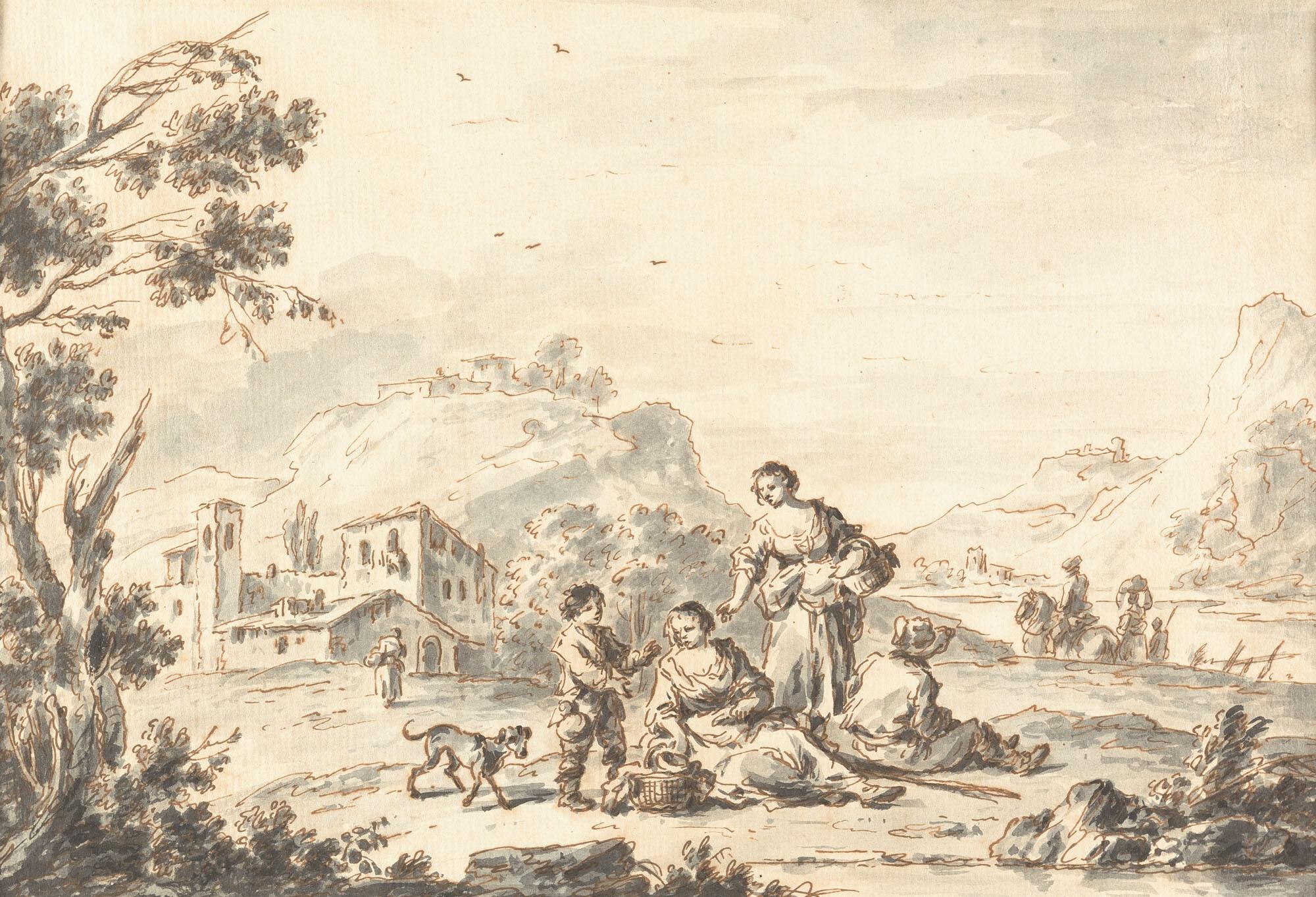 Giuseppe Zais - Südliche Landschaft mit Rastenden.