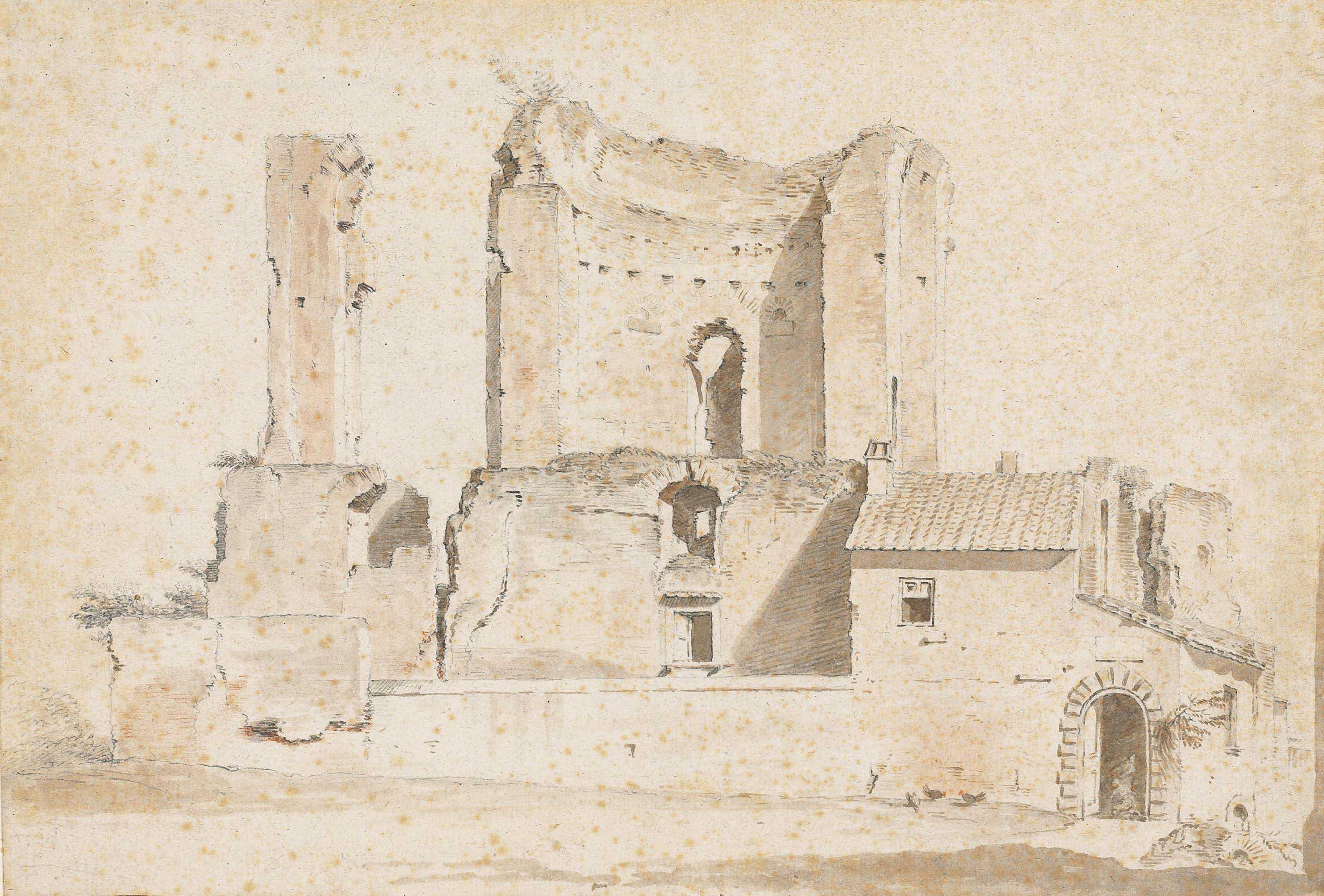 Giuseppe Zocchi - The Nymphaeum on the Esquiline known as the Trofei di Mario, Rome