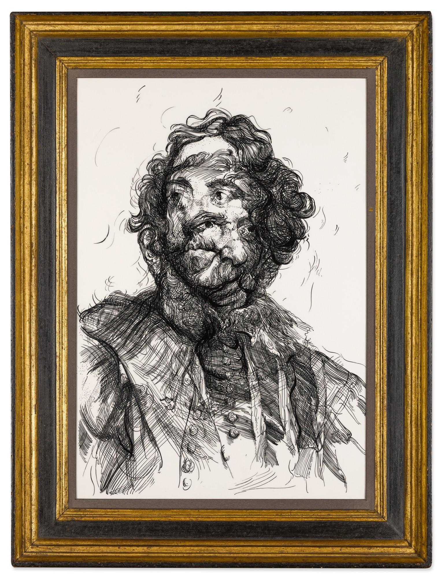 Glenn Brown - Drawing 16 (after Van Dyck/Van Dyck)