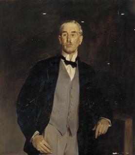 Glyn Warren Philpot - Portrait of a gentleman, half-length, wearing glasses