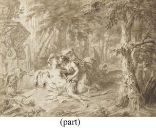 Godfried Maes - Jupiter and Callisto; Callisto before Diana; Europa and the Bull; and Cadmus searching for Europa: Illustrations for the Metamorphoses of Ovid