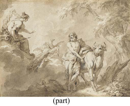 Godfried Maes - Jupiter and Io; Jupiter and Io, disguised as a white heifer, confronted by Juno; and Mercury rescuing Io from Argus: Illustrations for the Metamorphoses of Ovid