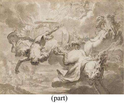 Godfried Maes - Phaethon before his father Apollo; Phaethon in the Chariot of the Sun God; The Fall of Phaethon; and The Sisters of Phaethon transformed into Poplars: Illustrations for the Metamorphoses of Ovid