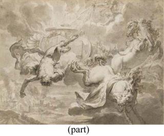 Godfried Maes - Phaethon before his father Apollo; Phaethon in the Chariot of the Sun God; The Fall of Phaethon; and The Sisters of Phaethon transformed into Poplars: Illustrations for the Metamorphoses of Ovid