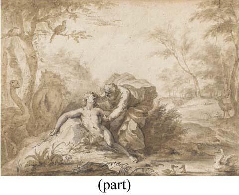 Godfried Maes - The Creation of Land and Sea; The Creation of Man; The Flood; and Deucalion and Pyrrha repopulating the earth: Illustrations for the Metamorphoses of Ovid