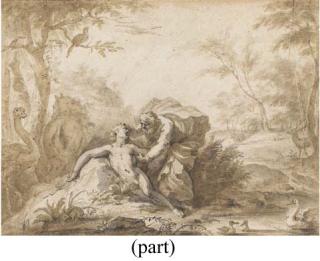 Godfried Maes - The Creation of Land and Sea; The Creation of Man; The Flood; and Deucalion and Pyrrha repopulating the earth: Illustrations for the Metamorphoses of Ovid