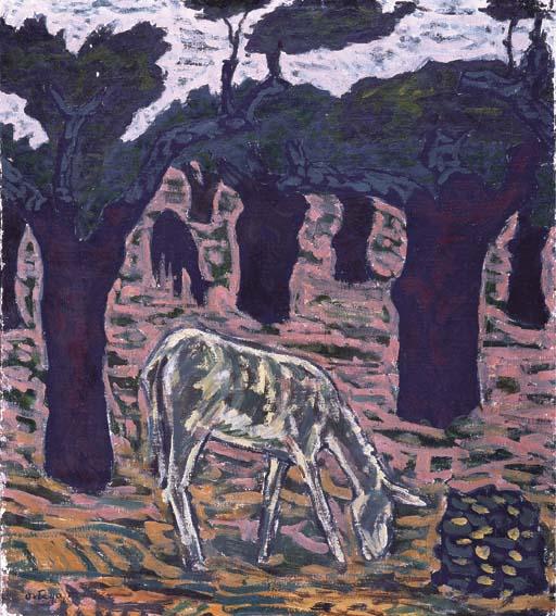 Godofredo Ortega Muñoz - Paisaje con encina y burro