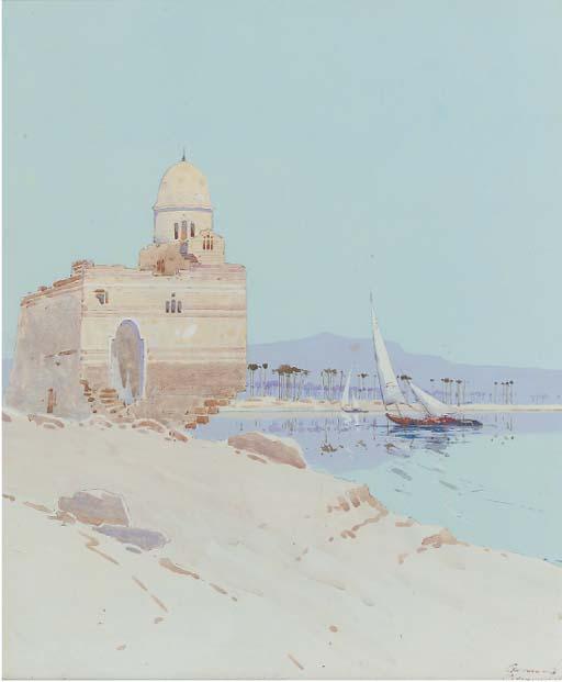 Godwin Bennett - Feluccas On The Nile Before A Ruined Temple