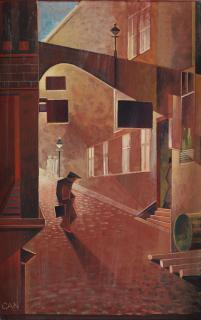 Gösta Adrian-Nilsson - “Kvällspromenad i gatlyktans sken”.