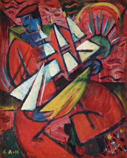 Gösta Adrian-Nilsson - Sailor and boat.