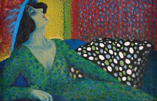 Gösta Nystroem - Elegant woman in a green dress