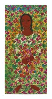 Gogi Saroj Pal - Untitled (Woman With Flowers)