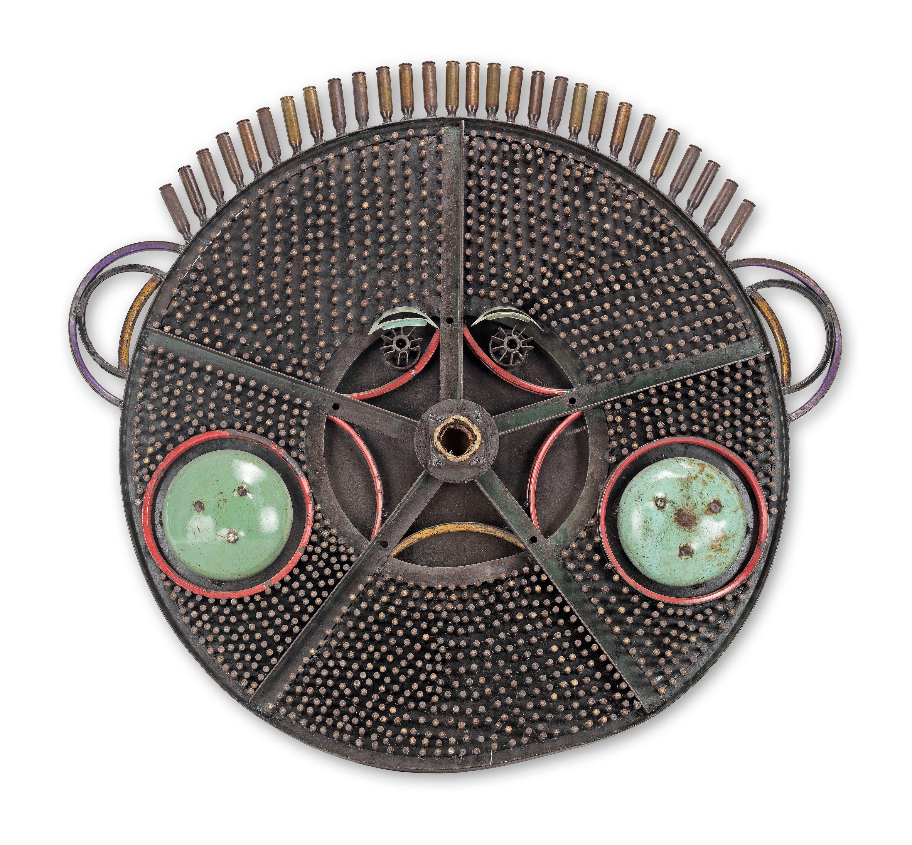 Gonçalo Mabunda - Large Metal Mask 135 x 145 x15cm (53 1/8 x 57 1/16 x 5 7/8in).