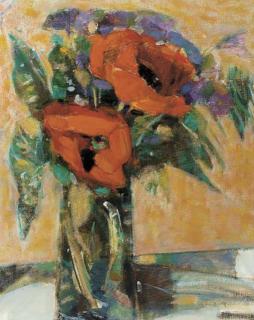 Gordon Bryce, R.S.A., R.S.W. - Poppies and geraniums