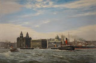 Gordon Ellis - The Claughton and other shipping off Liverpool pier head