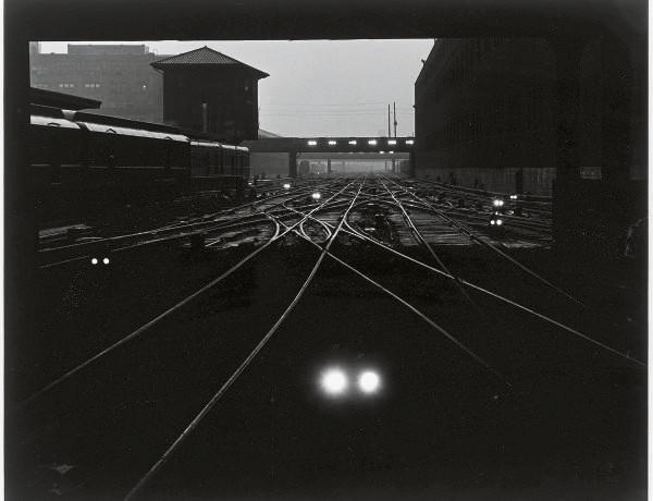 Gordon H. Coster - A night view of trains; together with a companion photograph, Union Pacific Overland Locomotive