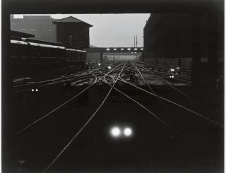 Gordon H. Coster - A night view of trains; together with a companion photograph, Union Pacific Overland Locomotive