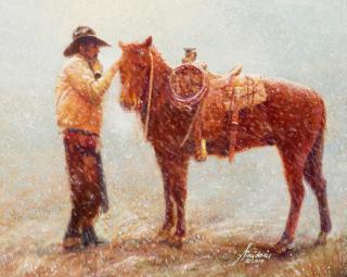 Gordon Snidow - Snow Flurries 16 x 20 in. framed 25 x 28 in.