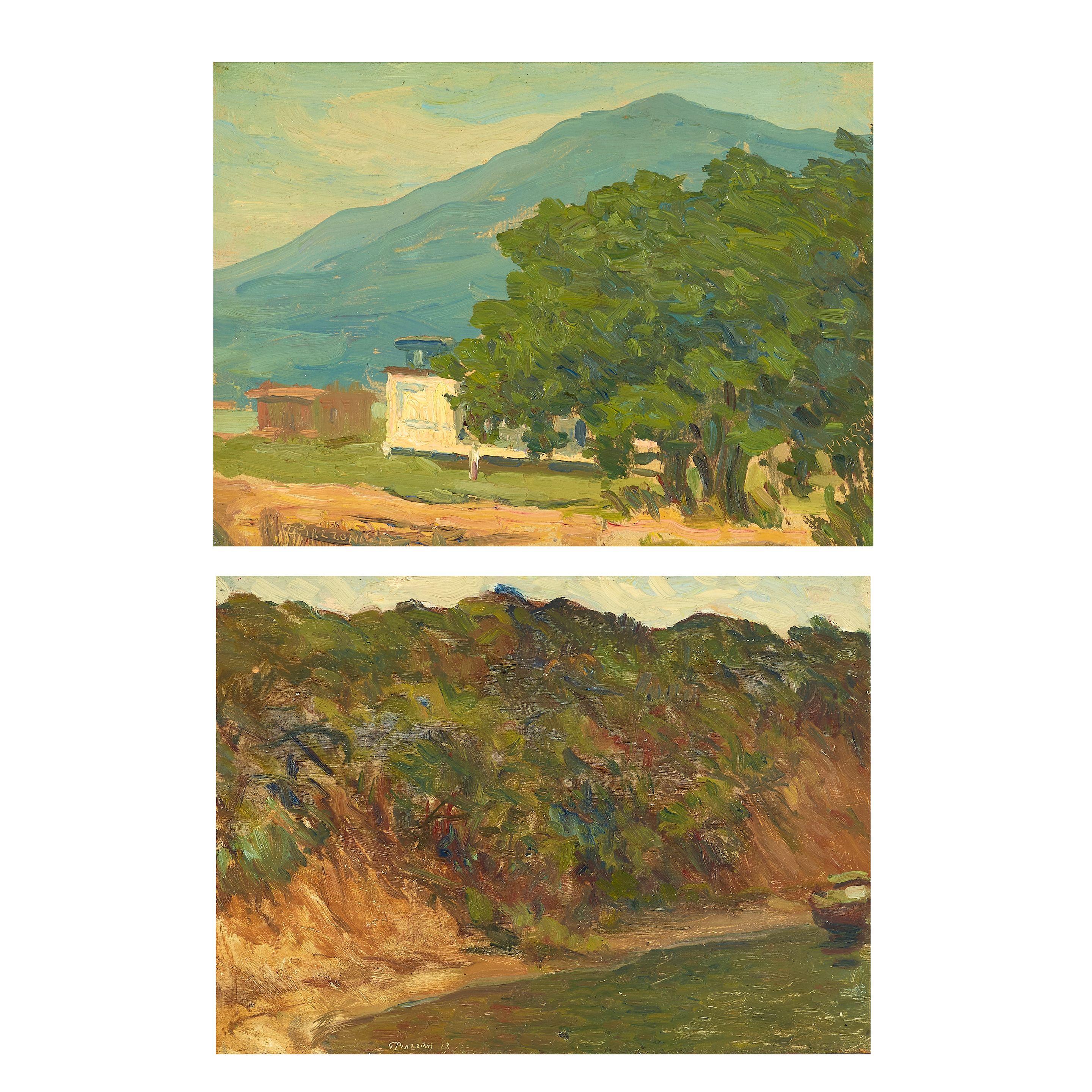 Gottardo Fidele Ponziano Piazzoni - Boat near Beach, Green Brae and Green Brae (a group of two)