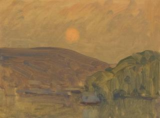 Gottardo Fidele Ponziano Piazzoni - Moon over Houseboat, Belvedere; Mill Valley (a group of two)