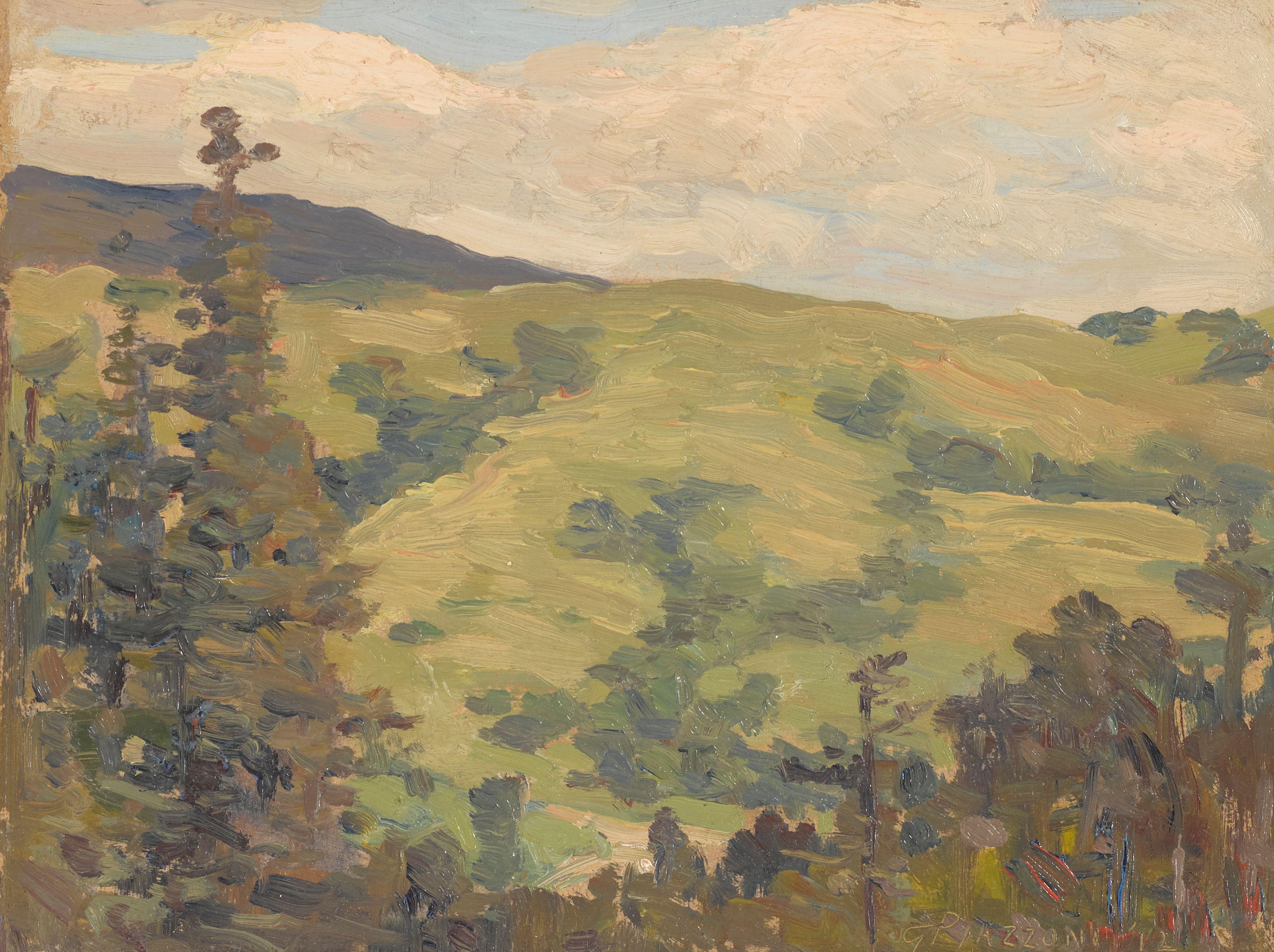 Gottardo Fidele Ponziano Piazzoni - Spring Hills & Clouds; Ben Lomond, Green Meadow, May (a group of two)