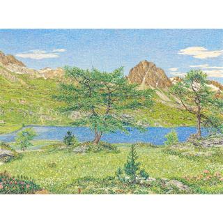 Gottardo Segantini - Frühling Am Malojasee Mit Lagrev, 1954 Spring At Lake Maloja With Lagrev, 1954 