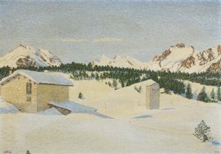 Gottardo Segantini - Grosse Engadiner Winterlandschaft, 1959