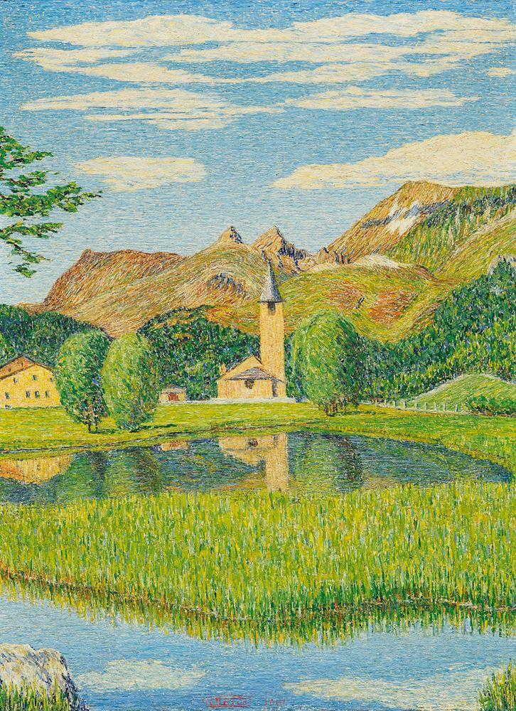 Gottardo Segantini - Kirche St. Lorenz in Sils Baselgia. 1941.