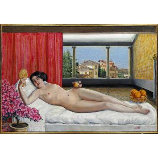 Gottardo Segantini - Weiblicher Akt Sich Im Spiegel Betrachtend (Venere Eterna), 1912