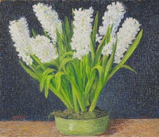 Gottardo Segantini - Weisse Hyazinthen In Grünem Topf, 1947