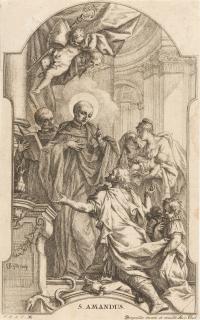 Gottfried Bernhard Goetz - 2 Bll.: St. Amandus – Die Mäßigkeit (Bl. 9 aus der Folge: Die