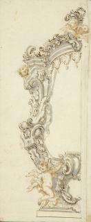 Gottfried Bernhard Goetz - Teilentwurf für einen architektonischen Rahmen des Rokoko.