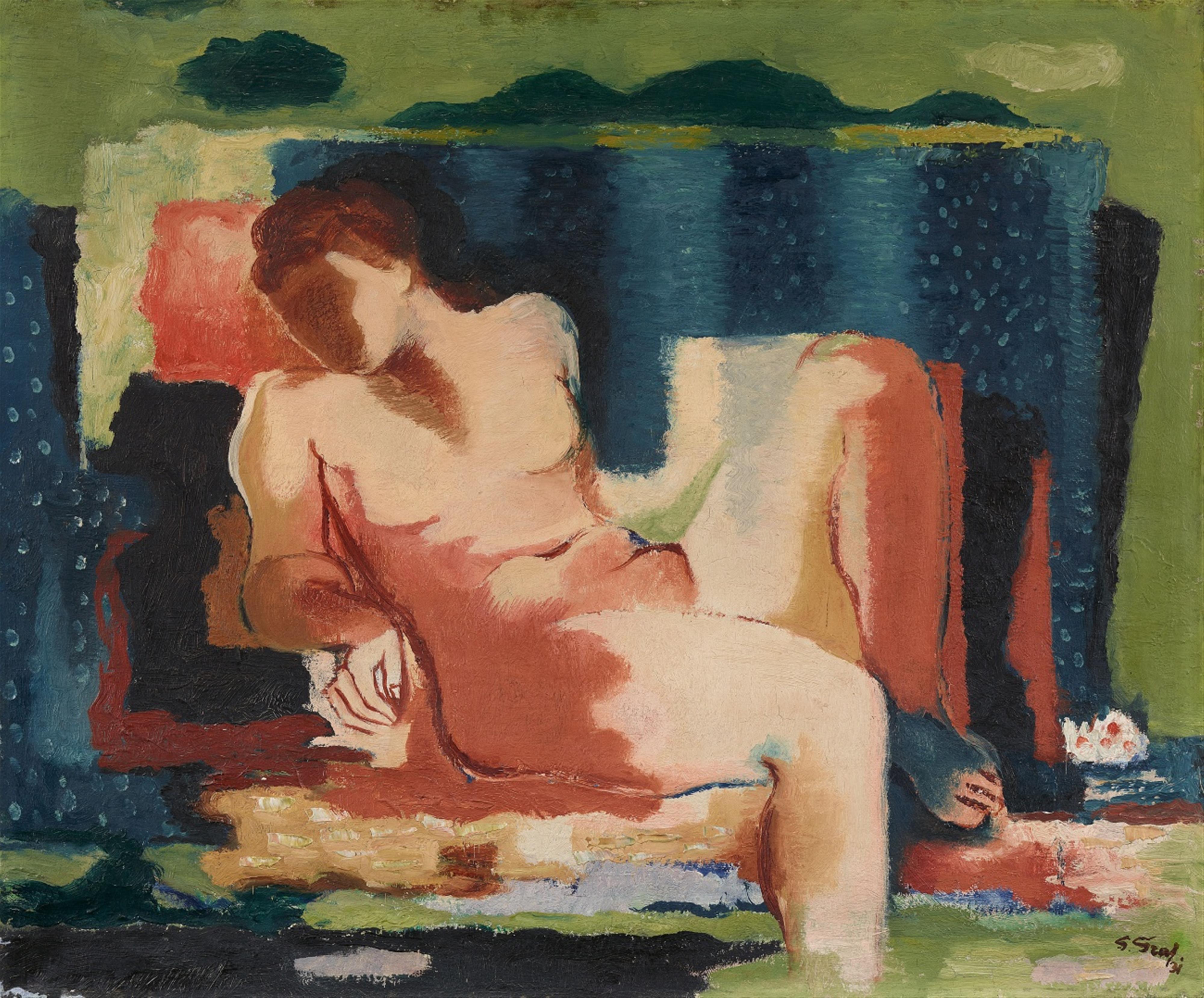 Gottfried Graf - Liegender Akt III (Rot-Weiß-Blau)