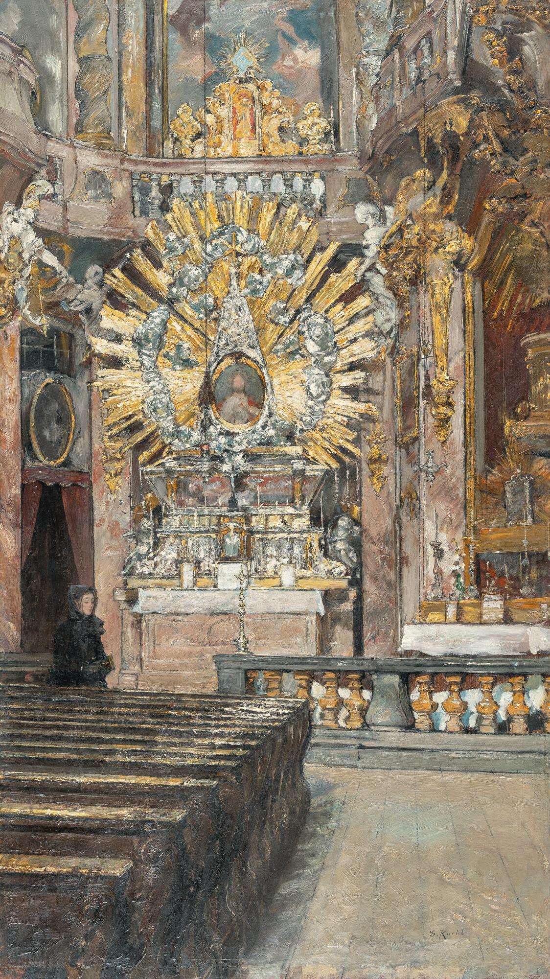 Gotthardt Johann Kuehl - Blick auf den Altar der Asamkirche (St. Johann-Nepomuk-Kirche) in München