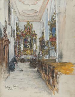 Gotthardt Johann Kuehl - Blick auf den Seitenaltar der Franziskanerkirche zu Überlingen