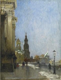 Gotthardt Johann Kuehl - Blick Von Der Brühl\'Schen Terrasse Auf Hofkirche Und Semper-Oper, Dresden (Dresden, A View From The Brühl\'Schen Terasse Over The Hofkirche And The Semper Opera)