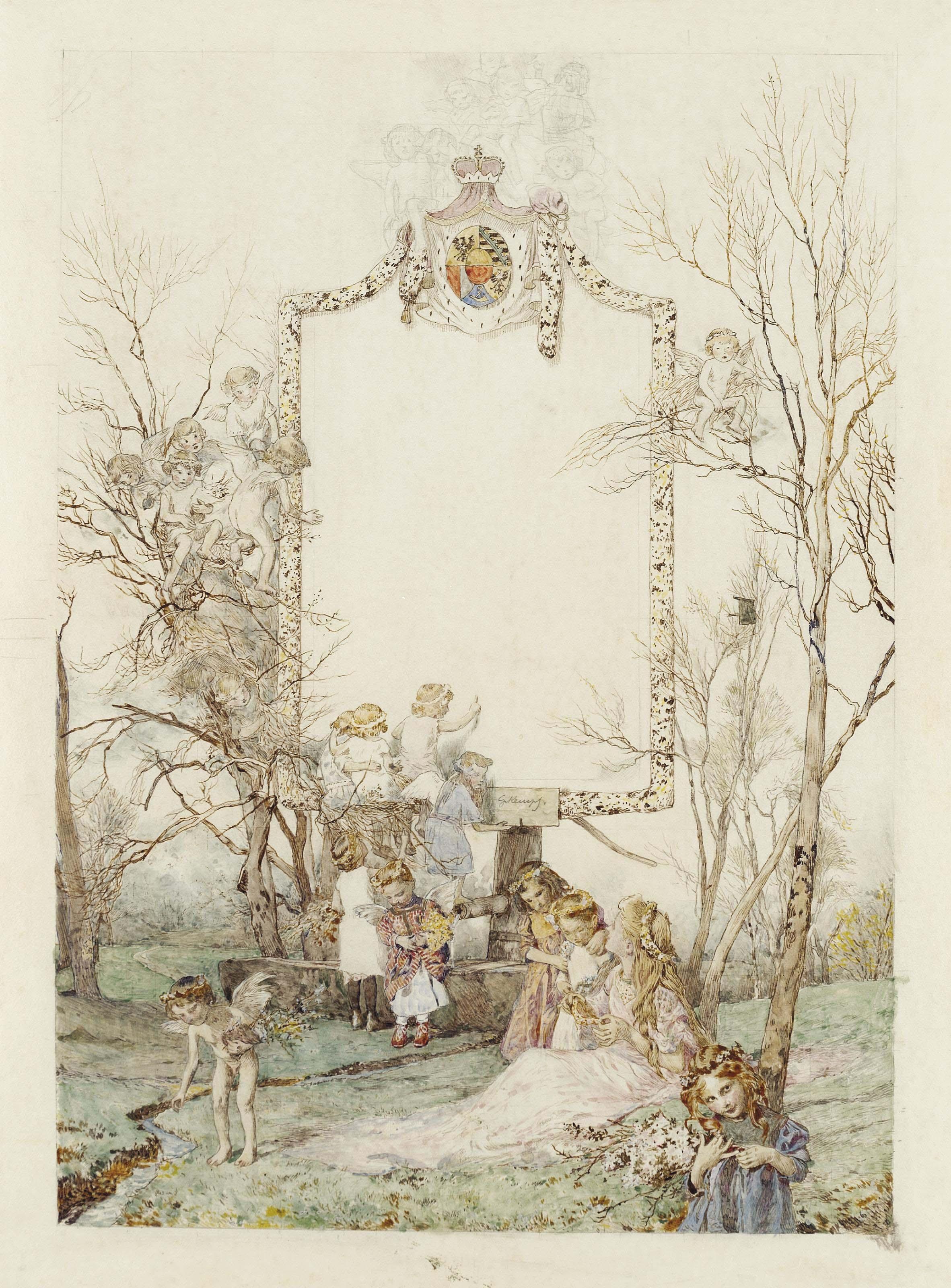 Gottlieb Theodor von Kempf-Hartenkampf - The Fairy Painters: study for a title page