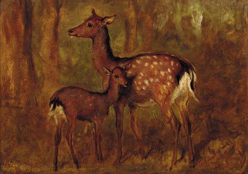 Gourlay Steell, R.S.A. - Japanese Deer At Talliallan