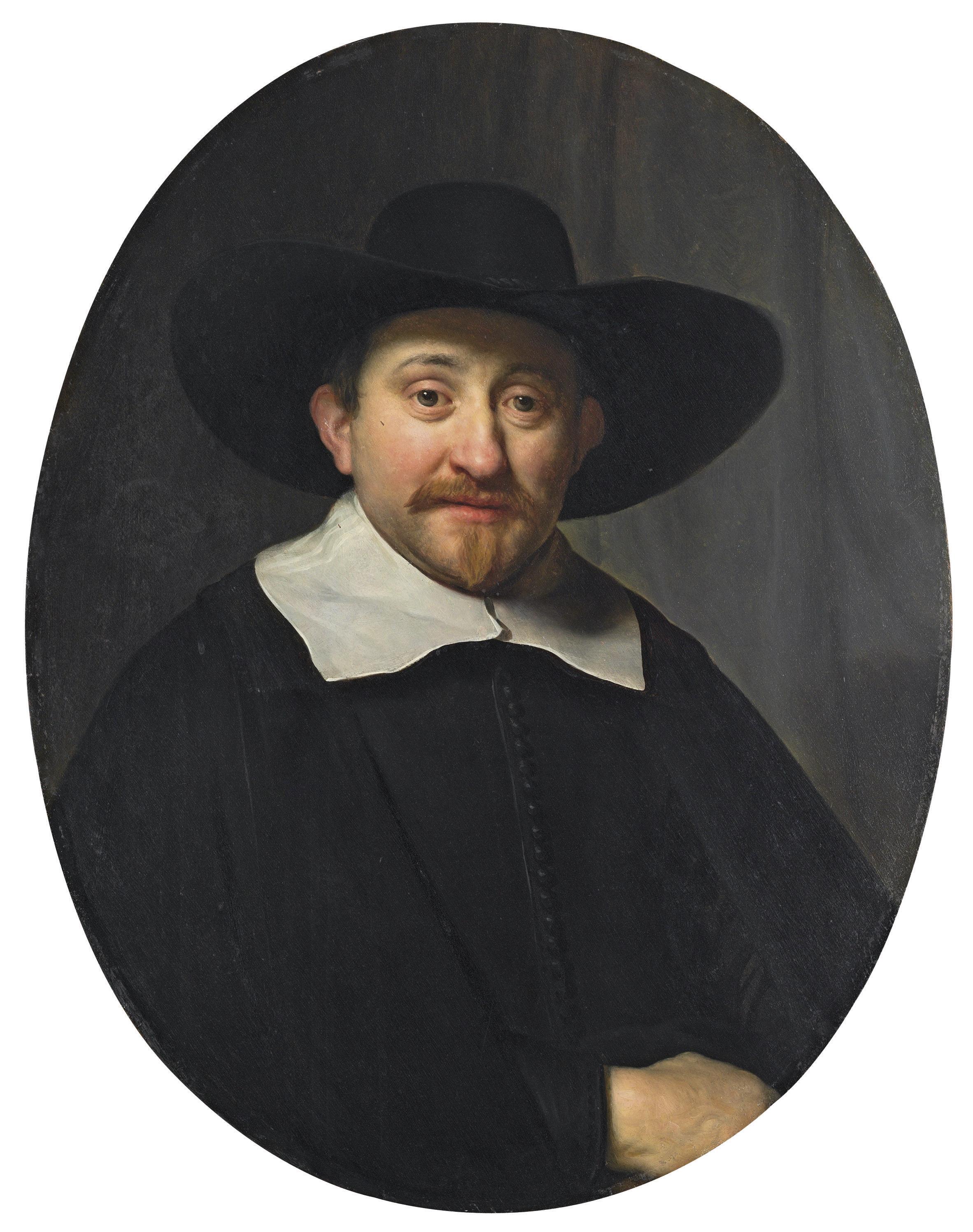 Govaert Flinck - Portrait of a man, half-length, in a broad-brimmed hat