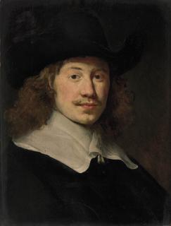 Govert Flinck - Portrait of a gentleman, bust-length, in black costume with a lace collar