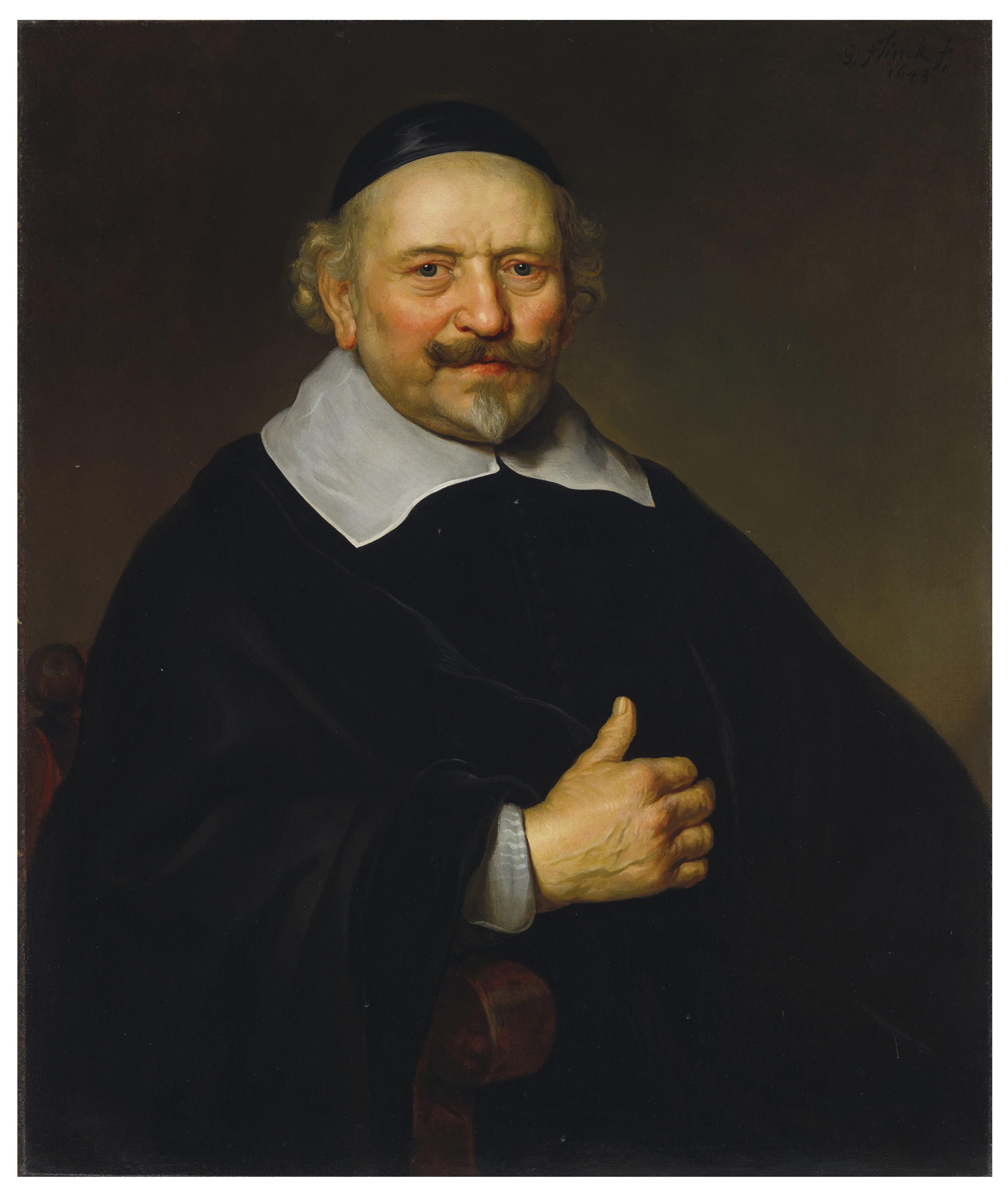 Govert Flinck - Portrait of a man, three-quarter-length, possibly Pieter Wttenbogaert (1582-1660)
