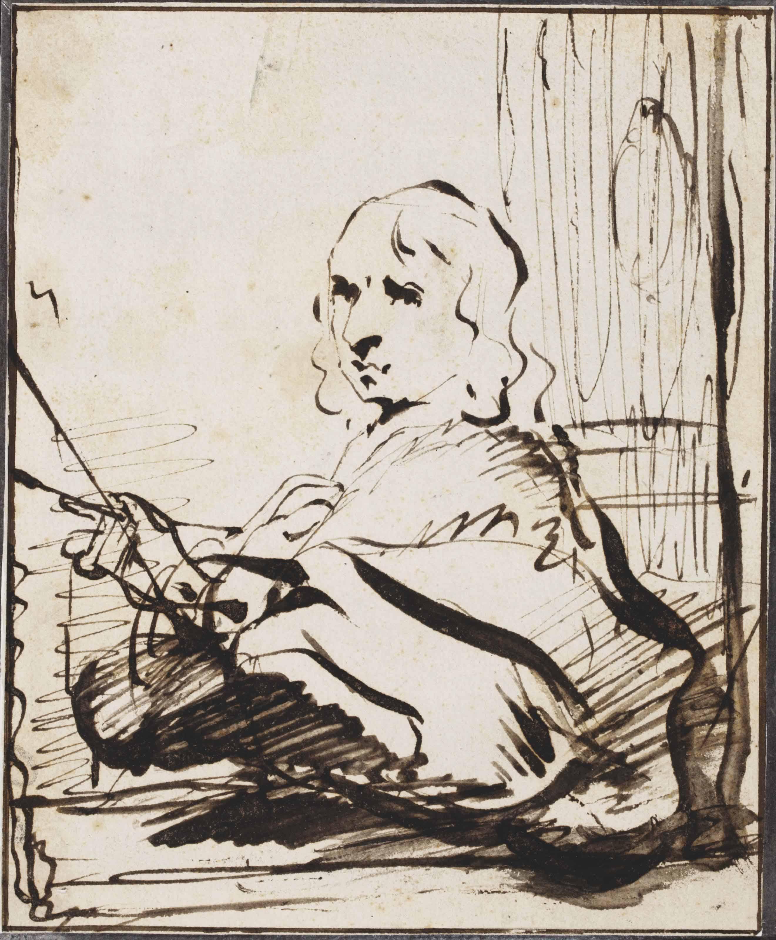 Govert Flinck - Portrait Of A Painter, Perhaps A Self Portrait (Recto); A Biblical Scene (Verso)