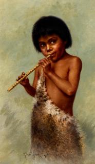 Grace Carpenter Hudson - Little Piper 10 x 6 in. 17 1/2 x 13 1/2 in.