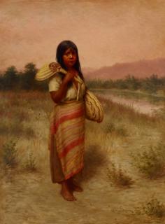 Grace Carpenter Hudson - The Tar Maid 24 x 18 in. framed 28 x 22 in.