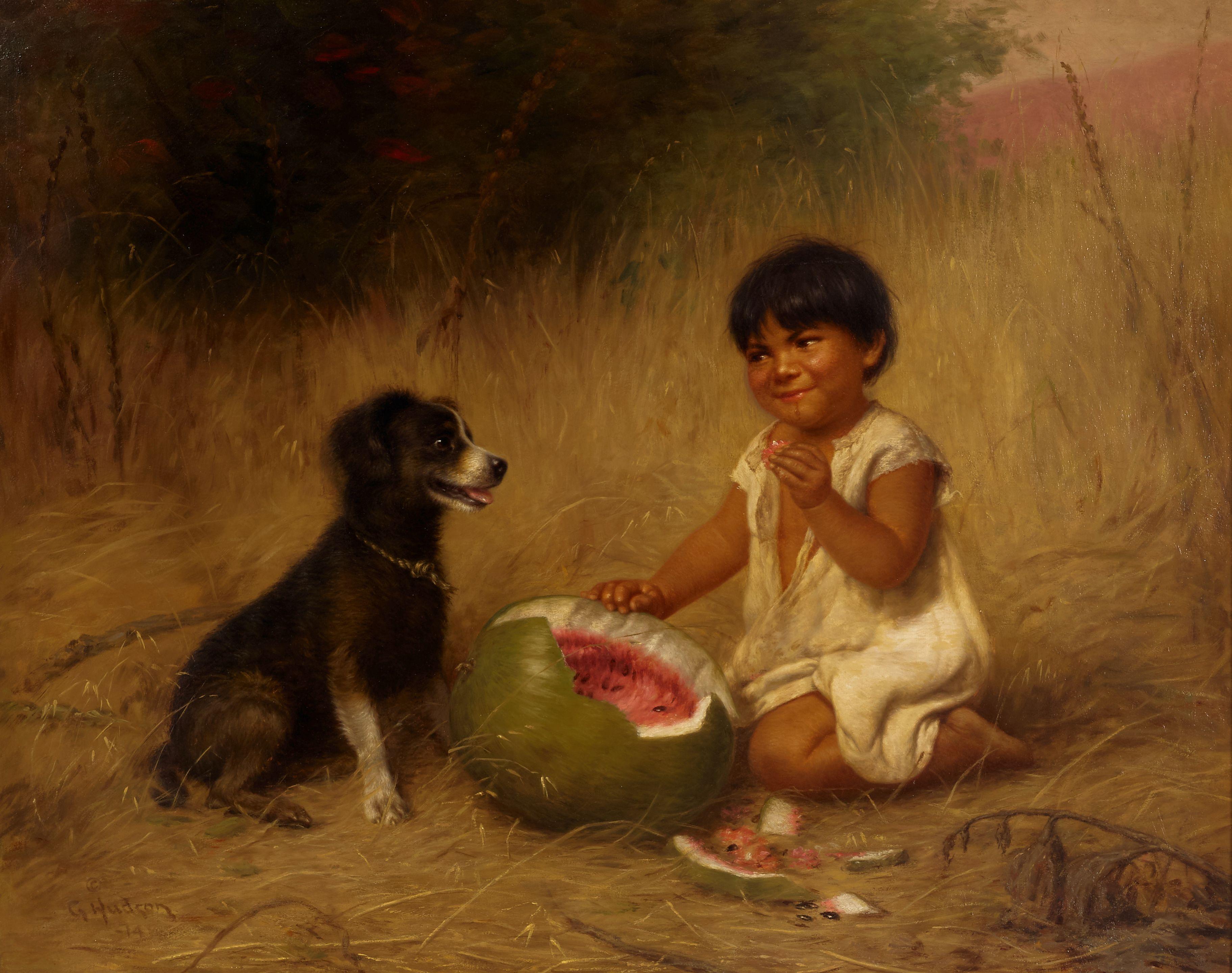 Grace Carpenter Hudson - The Watermelon 24 x 29 1/2 in. framed 31 x 37 in.