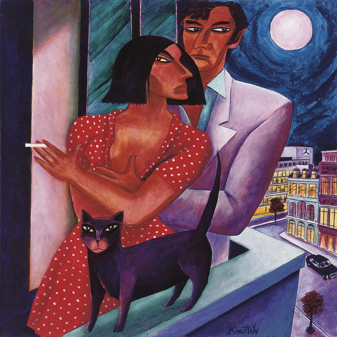 Graham Knuttel - Figures with a cat